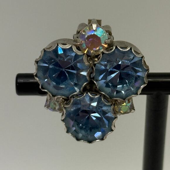 Fashion Crystal Cluster Clip-On Earrings - Picture 2 of 6